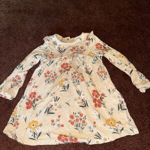 Floral Long Sleeve Dress with orange leggings